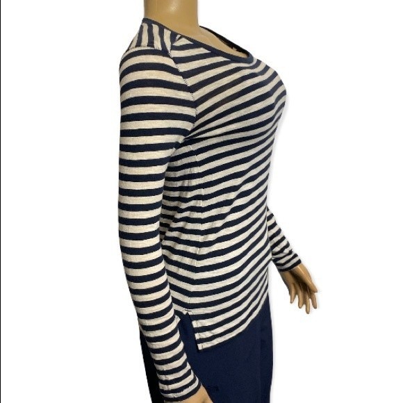 Madewell T Shirt Striped Lynda Long-Sleeve Whisper Cotton blue white Size XS - Picture 3 of 13